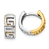 14k Two-tone Gold Greek Key Hoop Earrings