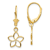 14k Yellow Gold Cut-out Flower Dangle Lever Back Earrings