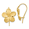 14k Yellow Gold Satin Plumeria Wire Earrings