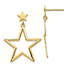 14k Yellow Gold Open Star Dangle Earrings with Star Accents 1 1/4in