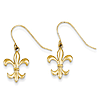 14kt Yellow Gold Fleur De Lis Dangle Earrings