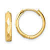 14k Yellow Gold 5/8in Faceted Hinged Hoop Earrings 3mm