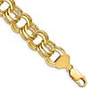 14k Yellow Gold 7.5in Triple Link Charm Bracelet 14mm Wide