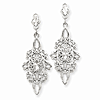 14kt White Gold Diamond-cut Filigree Dangle Earrings