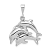 14k White Gold Three Dolphins Pendant