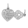 14k White Gold Small He Who Holds The Key Can Unlock My Heart Pendant