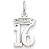 14kt White Gold 1/2in Sweet 16 Banner Charm