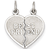 14kt White Gold 5/8in Best Friend Break Apart Heart Charm