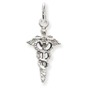 14kt White Gold 5/8in 3-D Caduceus Charm