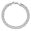14k White Gold 7in Double Link Charm Bracelet 5mm