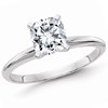 14k White Gold 2.0 ct Pure Light Moissanite Cushion Solitaire Ring 