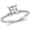 14k White Gold 2.5 ct Pure Light Moissanite Square Solitaire Ring 