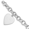 14k White Gold Oval Link Bracelet with Heart Charm 7.5in
