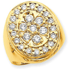 14k Yellow Gold 2 ct Diamond Cluster Ring with Oval Top