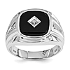 14k White Gold Men's Onyx Ring with Diamond Accent
