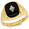 14kt Yellow Gold Men's Tapered Onyx Ring with Diamond Accent