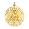 14k Yellow Gold Sacred Heart of Jesus Medal Pendant 1in