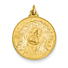 14k Yellow Gold 3/4in Round Jesus Medal Pendant