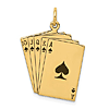 14k Yellow Gold Royal Flush Playing Cards Charm