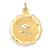 14kt Yellow Gold 3/4in Scalloped Graduation Day Charm