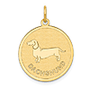 14k Yellow Gold Round Dachshund Pendant 3/4in