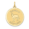 14k Yellow Gold Round German Shepherd Pendant 3/4in