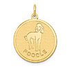 14k Yellow Gold Round Poodle Pendant 3/4in