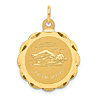 14k Yellow Gold Swimming Disc Pendant 3/4in