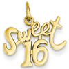 14kt Yellow Gold 5/8in Polished Sweet 16 Charm
