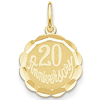 14kt Yellow Gold 5/8in Faceted 20th Anniversary Charm