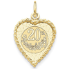 14kt Yellow Gold 3/4in Heart Shaped 20th Anniversary Charm