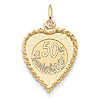 14kt Yellow Gold 3/4in Heart Shaped 50th Anniversary Charm