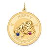 14k Yellow Gold Happy Anniversary With Bells Pendant 1in