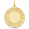 14kt Yellow Gold 1in Round Happy Anniversary Pendant with Hearts