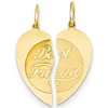 14k Yellow Gold 5/8in Best Friend Heart Pendant Break Apart