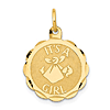 14k Yellow Gold Its A Girl Disc Charm