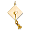 14kt Yellow Gold 1 3/8in Grad Cap with Pearl Pendant