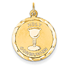 14k Yellow Gold Holy Communion Disc Medal 3/4in