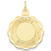 14kt Yellow Gold 7/8in Round Faceted Happy Birthday Pendant