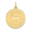 14k Yellow Gold Round Golden Retriever Pendant 3/4in