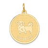 14k Yellow Gold Round Shih Tzu Disc Pendant 3/4in