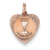 14kt Rose Gold 1/2in Holy Communion Heart Charm
