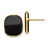 14k Yellow Gold Rounded Rectangle Black Onyx Earrings