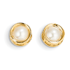 14k Yellow Gold 5mm Cultured Pearl Bezel Earrings