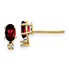 14k Yellow Gold .60 ct tw Oval Garnet and Diamond Two-Stone Earrings