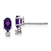 14k White Gold .40 ct tw Oval Amethyst and Diamond Two-Stone Earrings