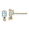 14k Yellow Gold .5 ct tw Oval Aquamarine Earrings with Diamonds