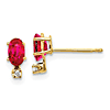 14k Yellow Gold .66 ct tw Oval Ruby Earrings with Diamonds