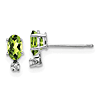 14k White Gold .50 ct tw Oval Peridot and Diamond Two-Stone Earrings