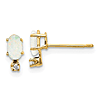 14k Yellow Gold .45 ct tw Oval Cabochon Opal and Diamond Two-Stone Earrings